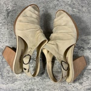 Paul Green Rival nubuck open toe ruched leather heels sandals 8